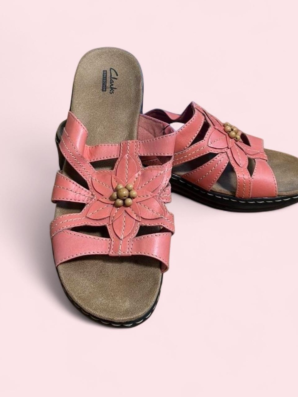 Clarks Women’s Y2K Pink Floral Slide Sandals